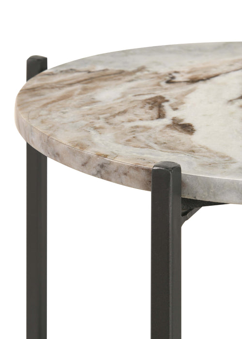 Coaster Noemie Round Accent Table with Marble Top White and Gunmetal Default Title