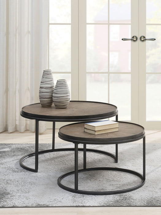 Coaster Rodrigo 2-piece Round Nesting Tables Weathered Elm Default Title