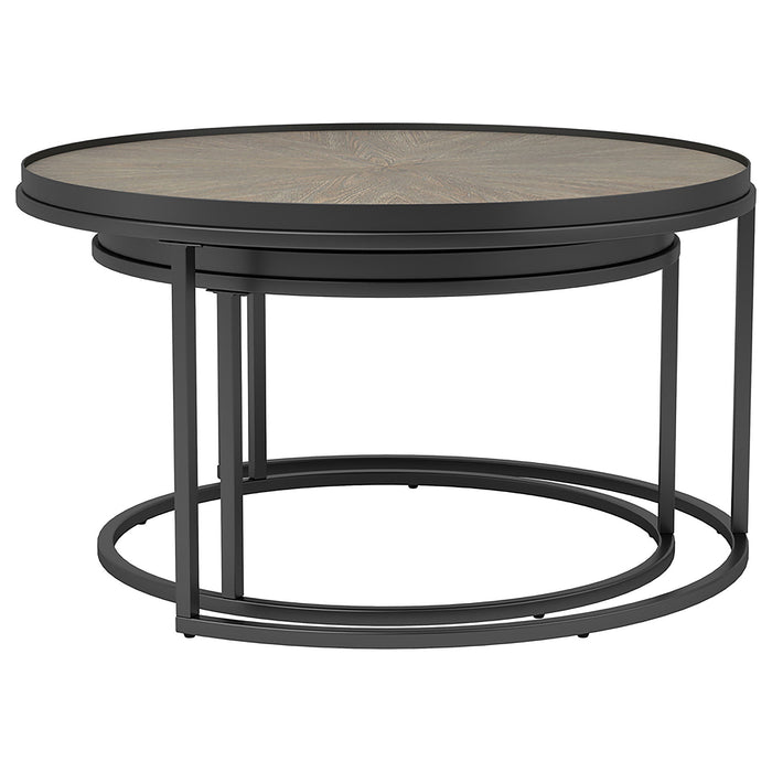 Coaster Rodrigo 2-piece Round Nesting Tables Weathered Elm Default Title