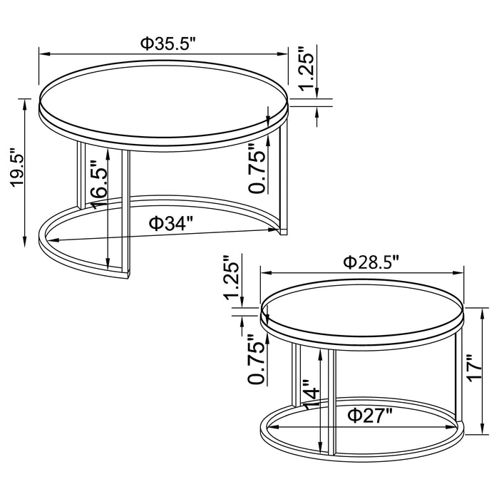 Coaster Rodrigo 2-piece Round Nesting Tables Weathered Elm Default Title