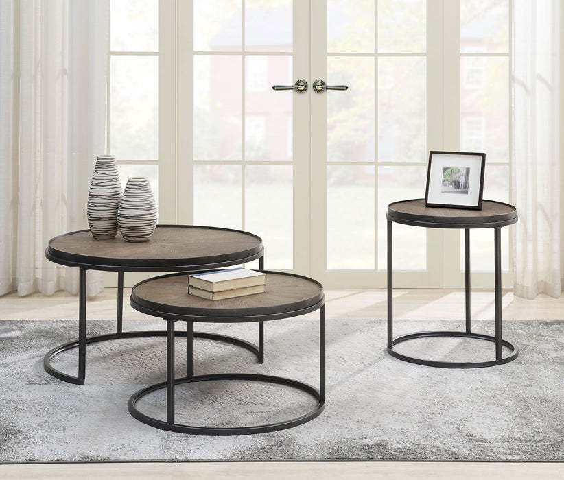 Coaster Rodrigo 2-piece Round Nesting Tables Weathered Elm Default Title