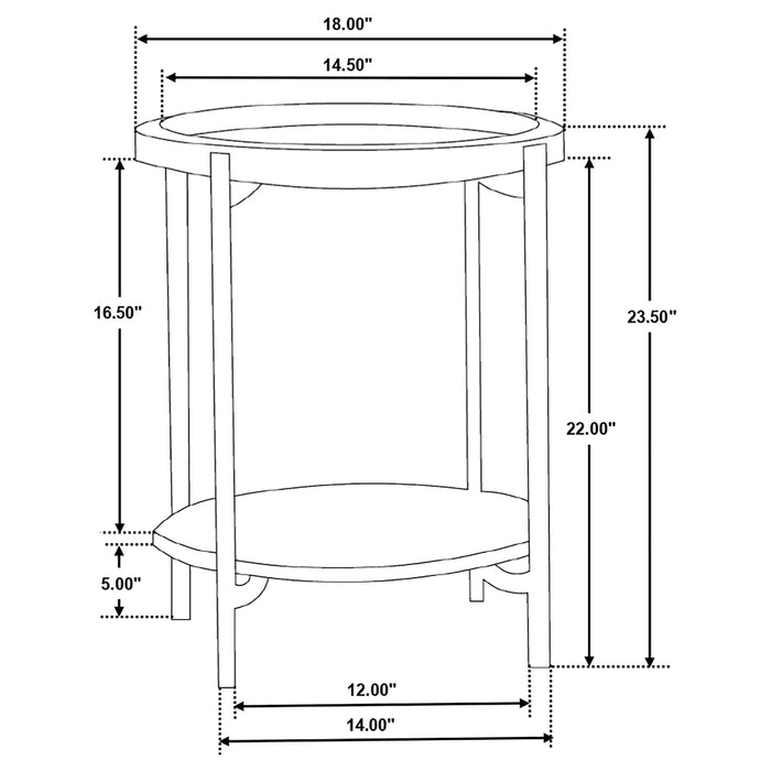 Coaster Adhvik Round Accent Table with Marble Shelf Natural and Black Default Title