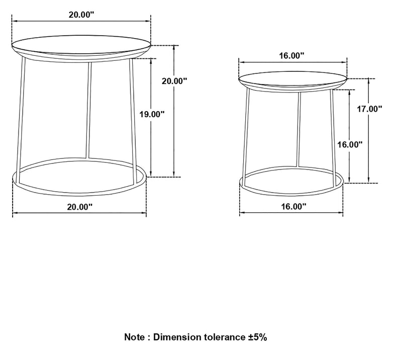 Coaster Loannis 2-piece Round Nesting Table Matte Black Default Title