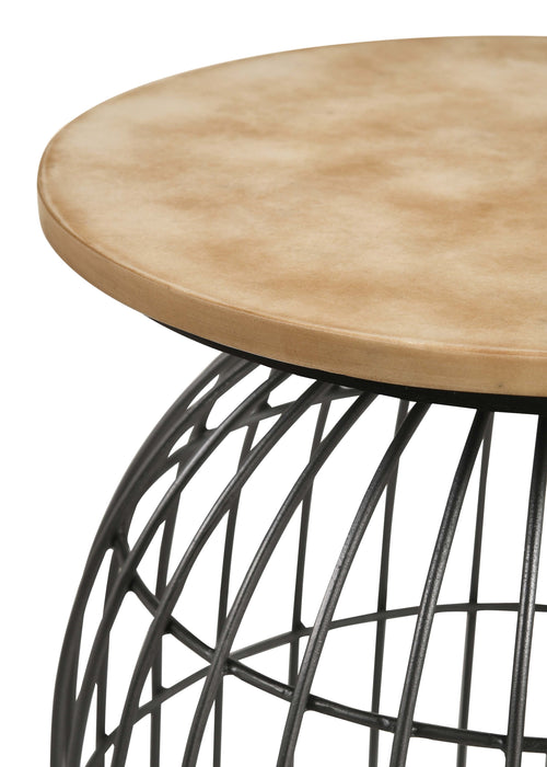 Coaster Bernardo Round Accent Table with Bird Cage Base Natural and Gunmetal Default Title