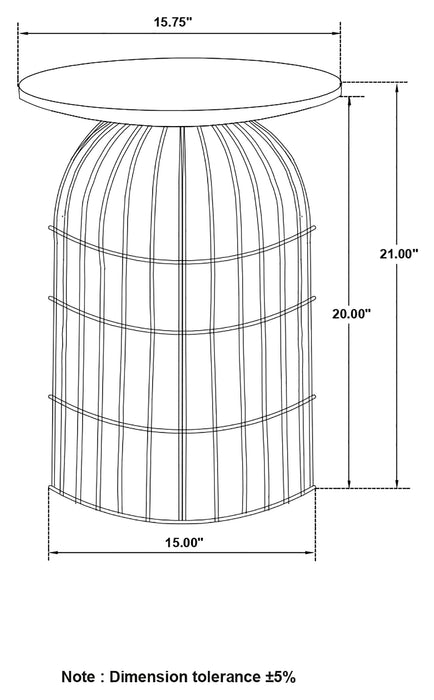 Coaster Bernardo Round Accent Table with Bird Cage Base Natural and Gunmetal Default Title