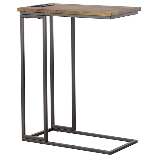 Coaster Rudy Snack Table with Power Outlet Gunmetal and Antique Brown Default Title