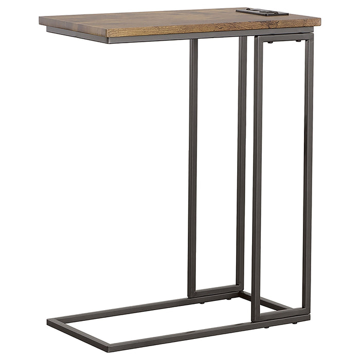 Coaster Rudy Snack Table with Power Outlet Gunmetal and Antique Brown Default Title