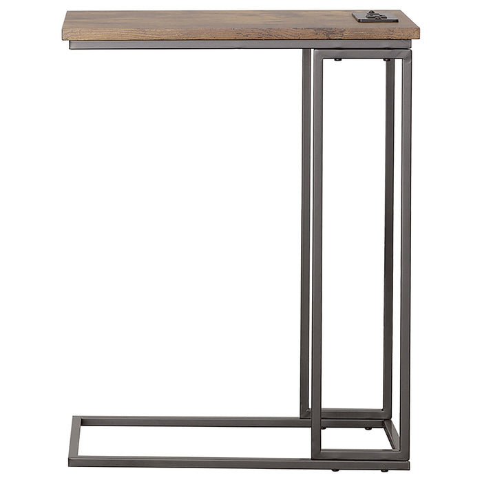 Coaster Rudy Snack Table with Power Outlet Gunmetal and Antique Brown Default Title