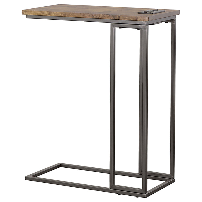 Coaster Rudy Snack Table with Power Outlet Gunmetal and Antique Brown Default Title