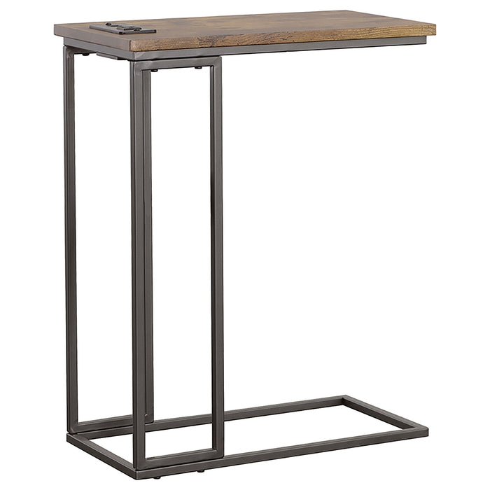 Coaster Rudy Snack Table with Power Outlet Gunmetal and Antique Brown Default Title