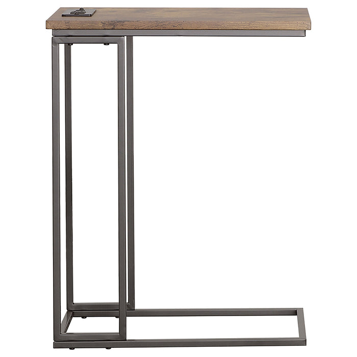 Coaster Rudy Snack Table with Power Outlet Gunmetal and Antique Brown Default Title