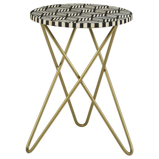 Coaster Xenia Round Accent Table with Hairpin Legs Black and White Default Title