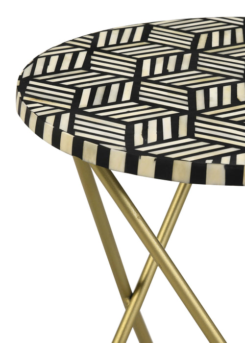 Coaster Xenia Round Accent Table with Hairpin Legs Black and White Default Title