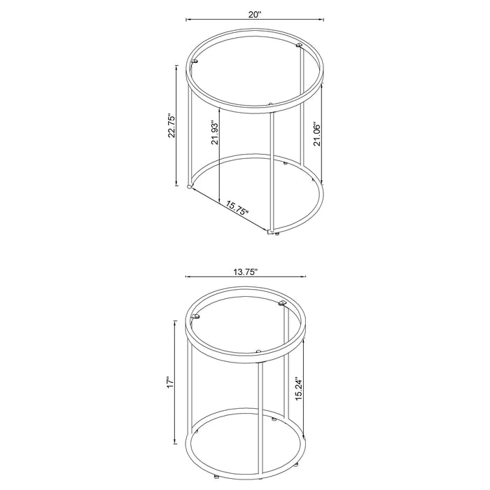 Coaster Maylin 2-piece Round Glass Top Nesting Tables Gold Default Title