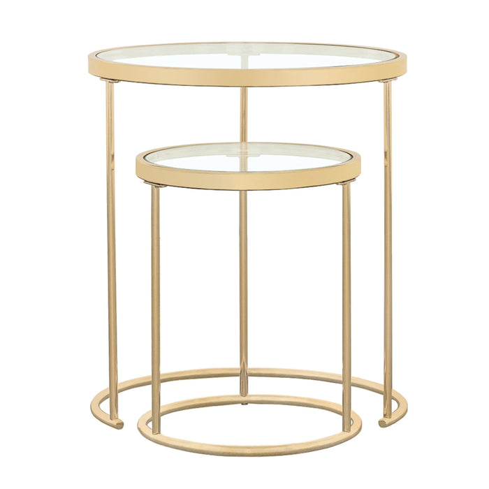 Coaster Maylin 2-piece Round Glass Top Nesting Tables Gold Default Title