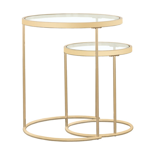 Coaster Maylin 2-piece Round Glass Top Nesting Tables Gold Default Title