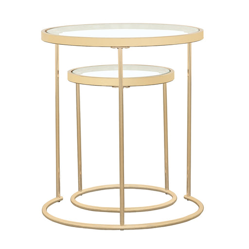 Coaster Maylin 2-piece Round Glass Top Nesting Tables Gold Default Title