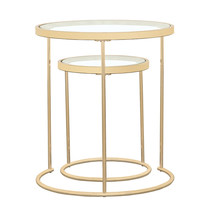 Coaster Maylin 2-piece Round Glass Top Nesting Tables Gold Default Title