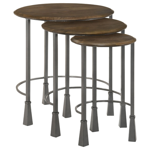 Coaster Deja 3-piece Round Nesting Table Natural and Gunmetal Default Title