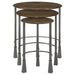 Coaster Deja 3-piece Round Nesting Table Natural and Gunmetal Default Title