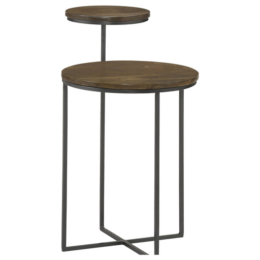 Coaster Yael Round Accent Table Natural and Gunmetal Default Title