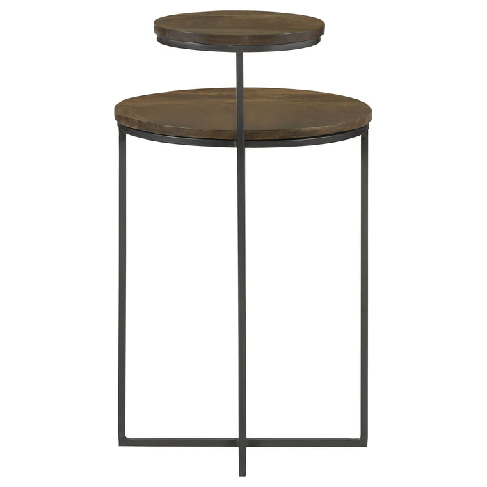 Coaster Yael Round Accent Table Natural and Gunmetal Default Title