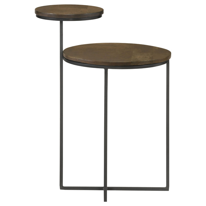 Coaster Yael Round Accent Table Natural and Gunmetal Default Title