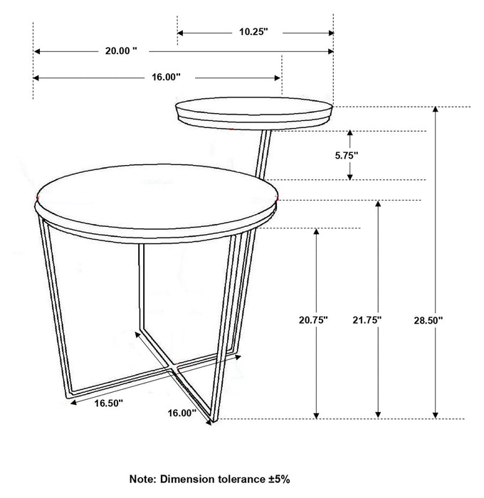 Coaster Yael Round Accent Table Natural and Gunmetal Default Title