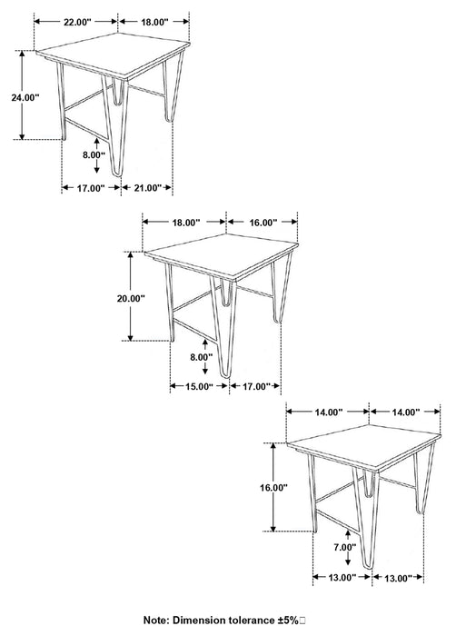 Coaster Nayeli 3-piece Nesting Table with Hairpin Legs Natural and Black