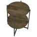 Coaster Axel Round Accent Table with Open Shelf Natural and Gunmetal Default Title