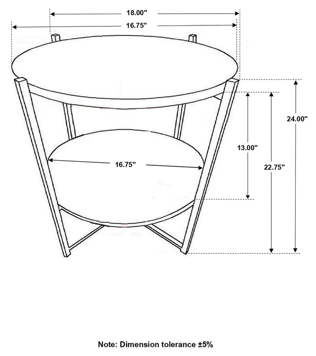 Coaster Axel Round Accent Table with Open Shelf Natural and Gunmetal Default Title