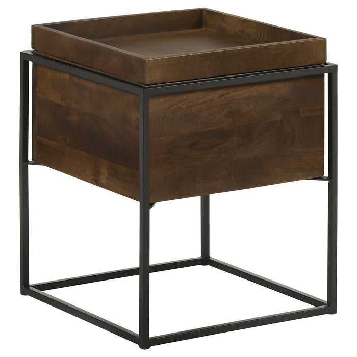 Coaster Ondrej Square Accent Table with Removable Top Tray Dark Brown and Gunmetal Default Title