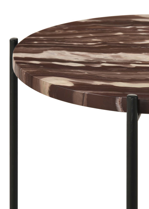 Coaster Latifa Round Accent Table with Marble Top Red and Black Default Title