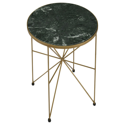 Coaster Eliska Round Accent Table with Marble Top Green and Antique Gold Default Title