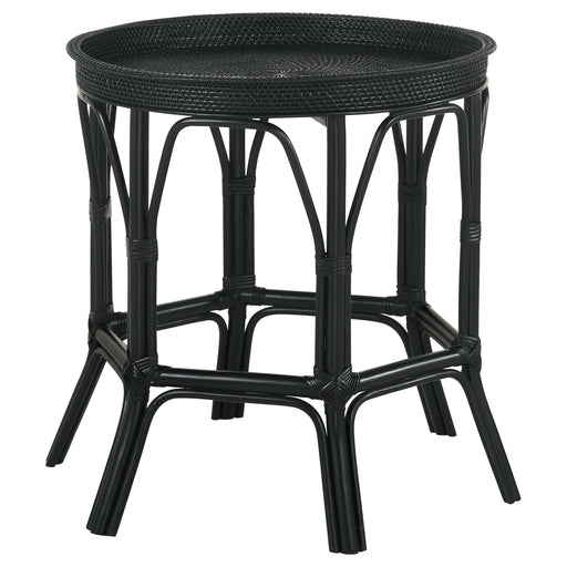 Coaster Antonio Round Rattan Tray Top Accent Table Black Default Title