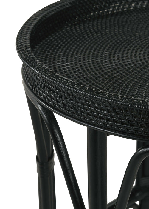 Coaster Antonio Round Rattan Tray Top Accent Table Black Default Title