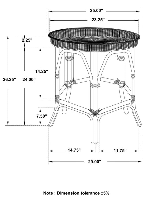 Coaster Antonio Round Rattan Tray Top Accent Table Black Default Title