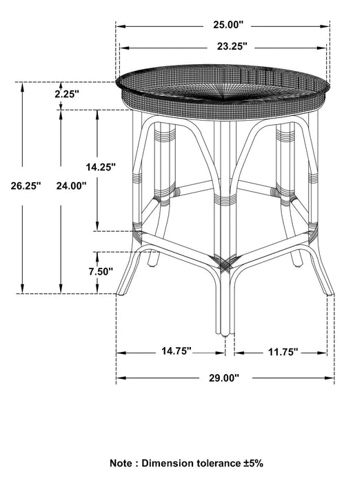 Coaster Antonio Round Rattan Tray Top Accent Table Natural Default Title