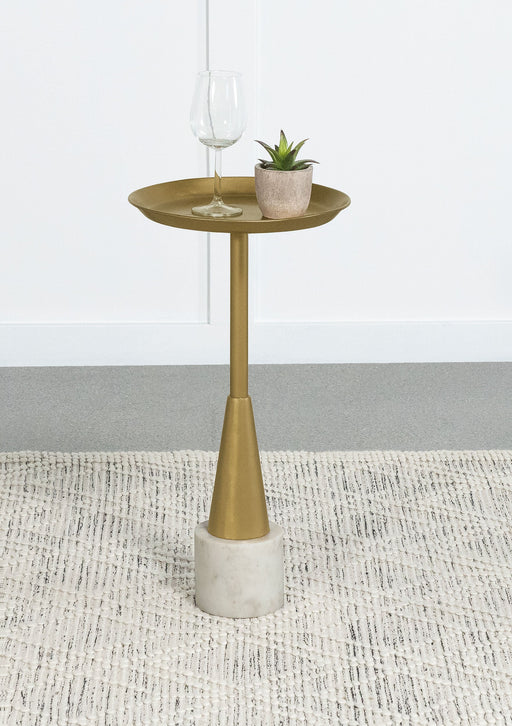 Coaster Alpine Round Metal Side Table White and Gold Default Title