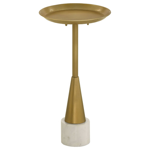 Coaster Alpine Round Metal Side Table White and Gold Default Title