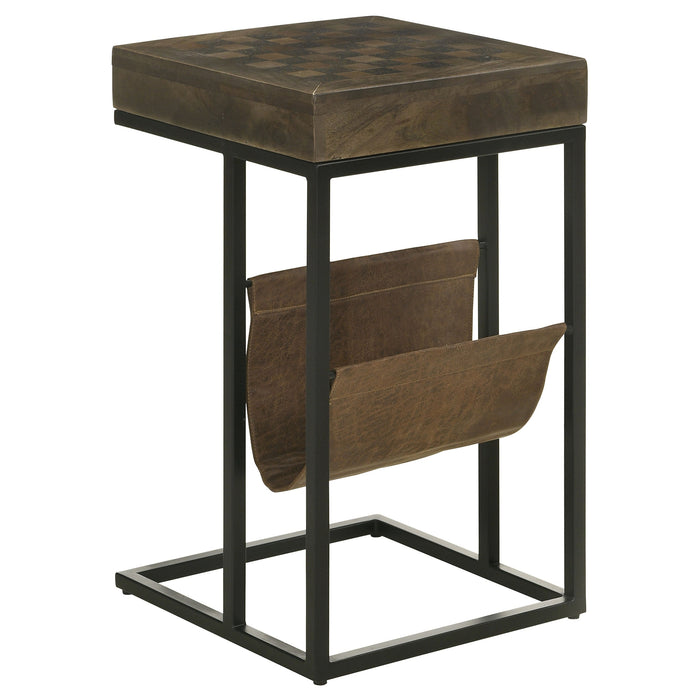 Coaster Chessie 1-drawer Square Side Table With Leatherette Sling Tobacco and Black Default Title