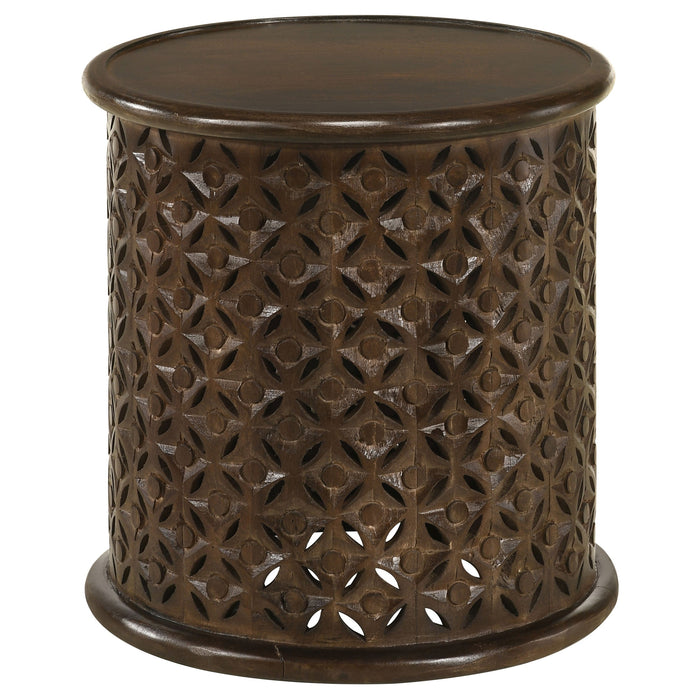 Coaster Krish 18-inch Round Accent Table Dark Brown Default Title