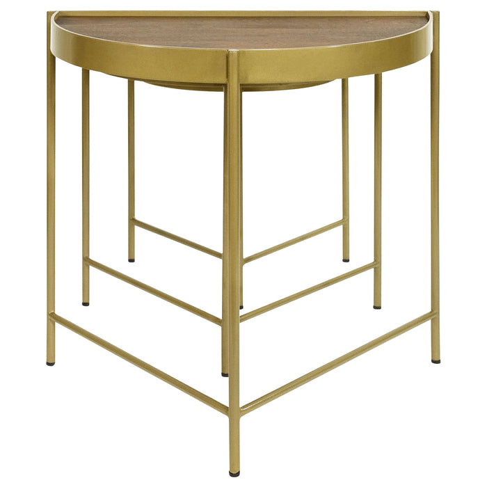 Coaster Tristen 3-Piece Demilune Nesting Table With Recessed Top Brown and Gold Default Title