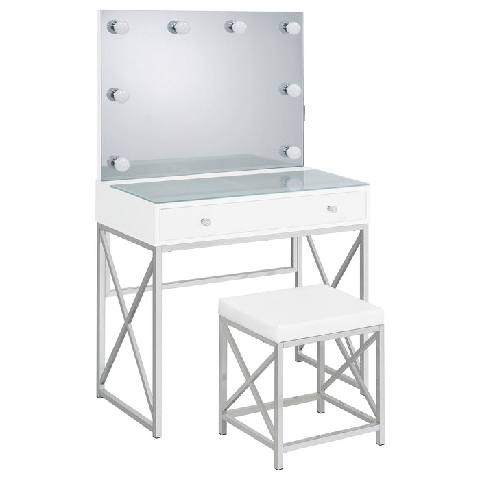 Coaster Eliza 2-piece Vanity Set with Hollywood Lighting White and Chrome Default Title