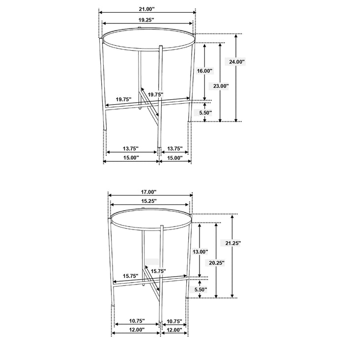 Coaster Malka 2-piece Round Nesting Table Dark Brown and Gold Default Title