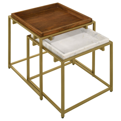 Coaster Bolden 2-Piece Square Nesting Table With Recessed Top Gold Default Title