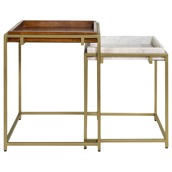 Coaster Bolden 2-Piece Square Nesting Table With Recessed Top Gold Default Title