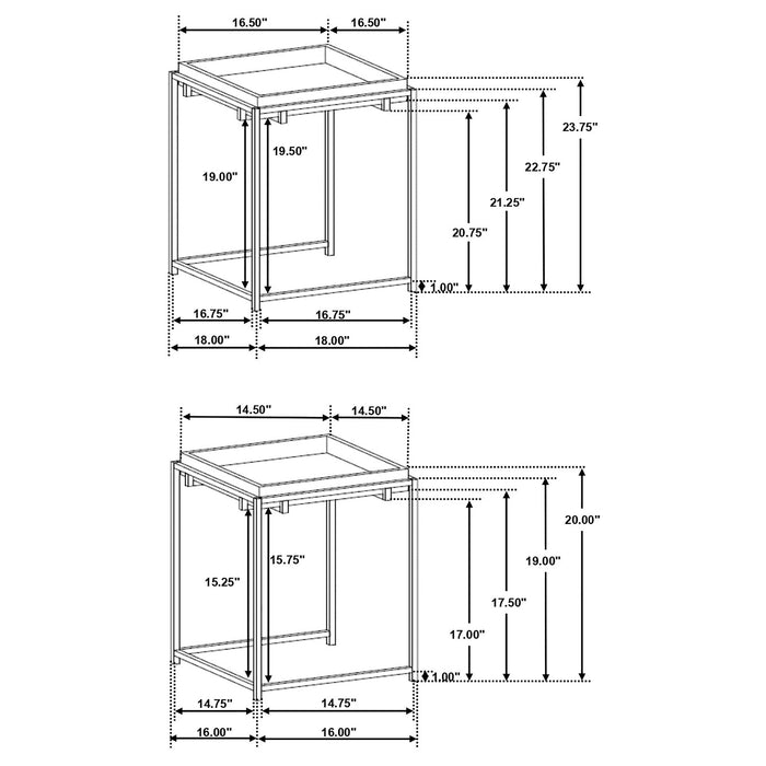 Coaster Bolden 2-Piece Square Nesting Table With Recessed Top Gold Default Title