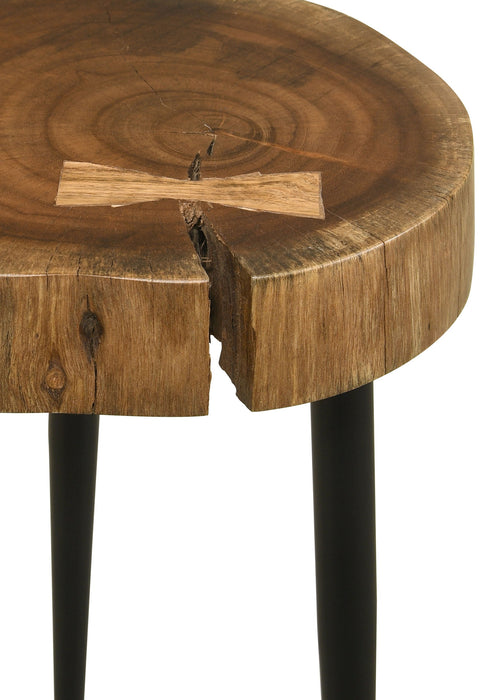 Coaster Keith Round Wood Top Side Table Natural and Black Default Title