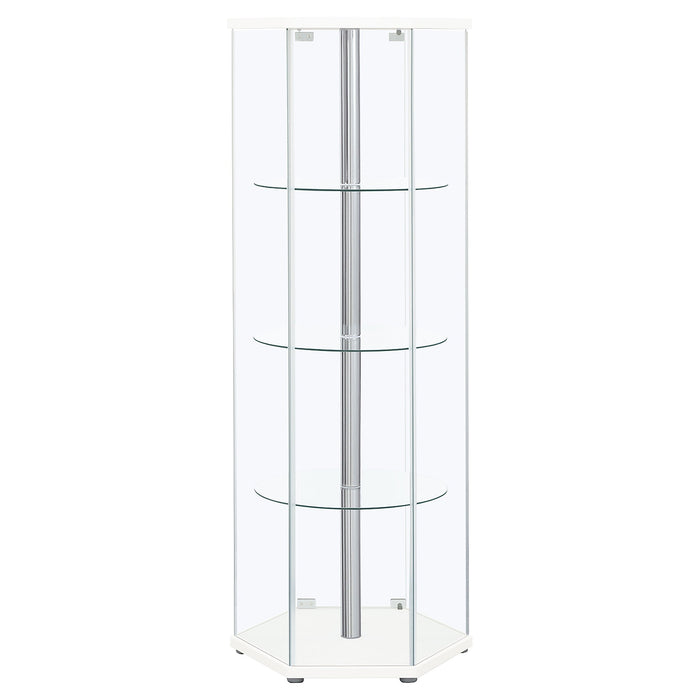 Coaster Zahavah 4-shelf Hexagon Shaped Curio Cabinet White and Clear Default Title